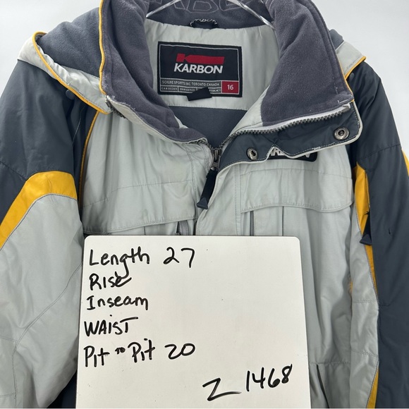 Karbon Winter Snow Ski Jacket Boys 16 Gray Yellow - Picture 15 of 15
